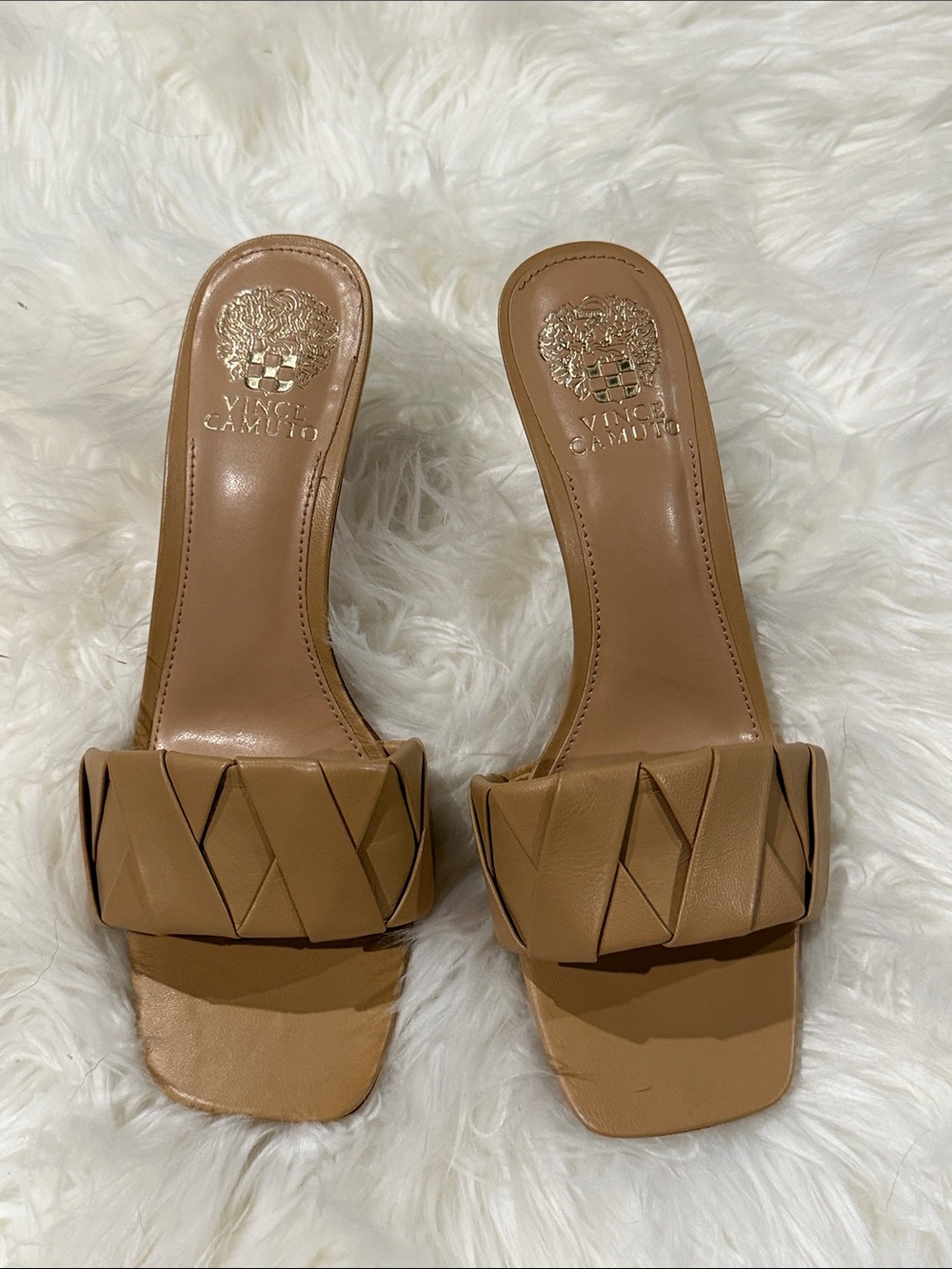 Vince Camuto Tan Woven Strap Slide Mules 9M